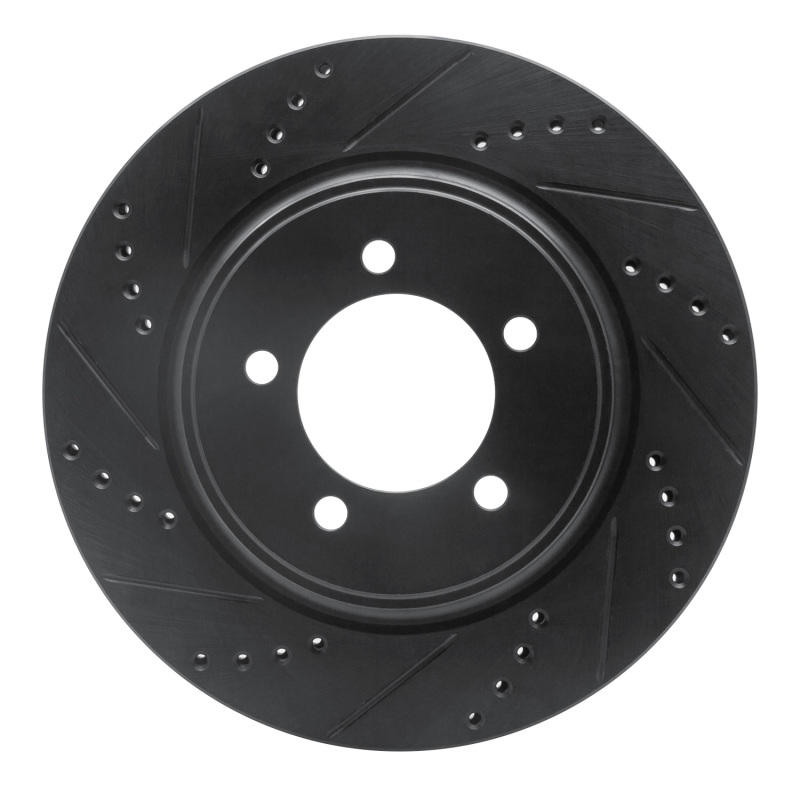 Ford Explorer Brake Rotor (1) - Front Left - R1 Concepts - Drilled & Slotted - Black - `06-`10